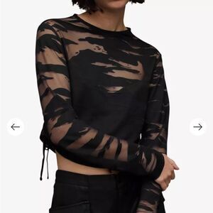 All Saints Black Sheer Crop Top